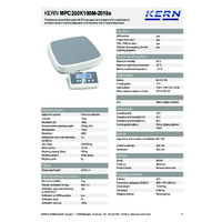 Kern MPC 250K100M Step-On Personal Floor Scales - Technical Specifications