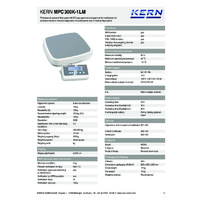 Kern MPC 300K-1LM Step-On Personal Floor Scales - Technical Specifications