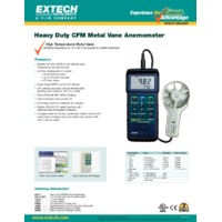 Extech 407113 Heavy Duty CFM Metal Vane Anemometer - Datasheet