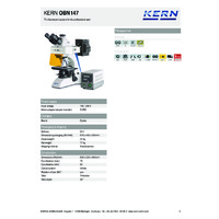 Kern OBN-147 Fluorescence Compound Microscope - Technical Specifications