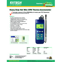 Extech 407119 Heavy Duty CFM Hot Wire Thermo Anemometer - Datasheet