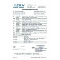 Kern ODC910 Digital WLAN Microscope - Declaration of Conformity