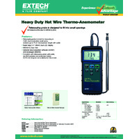 Extech 407123 Heavy Duty Hot Wire Thermo Anemometer - Datasheet