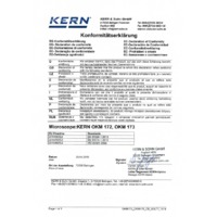 Kern OKM 173 Metallurgical Microscope - Declaration of Conformity