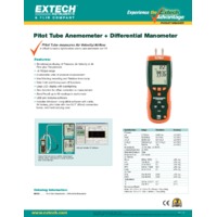 Extech HD350 Pitot Tube Anemometer + Differential Manometer - Datasheet