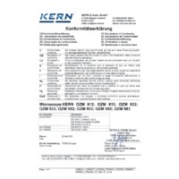 Kern OZM Stereo Microscope Sets - Declaration of Conformity