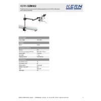 Kern OZM 952 Binocular Stereo Microscope Set - Technical Specifications