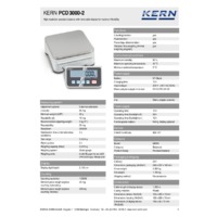 Kern PCD 3000-2 Precision Balnce with Removable Display - Technical Specifications