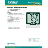 Extech 445703 Big Digit Hygro Thermometer - Datasheet