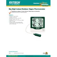 Extech 445713 Big Digit Indoor/Outdoor Hygro Thermometer - Datasheet