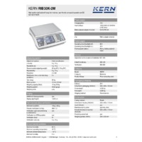 Kern RIB 30K-2M Price Computing Balances with Second Display - Technical Specifications