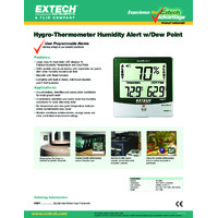 Extech 445814 Hygro Thermometer Humidity Alert with Dew Point - Datasheet