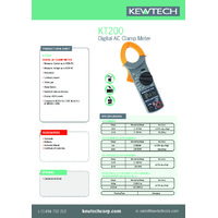 Kewtech KT200 Digital AC Clamp Meter - Datasheet