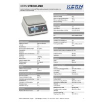 Kern WTB 30K-2NM Food Weighing Bench Scale - Technical Specifications