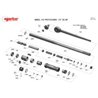 Norbar Pro 340 lbf.in Scale Industrial 'Mushroom Head' Ratchet Torque Wrench - Exploded Drawing