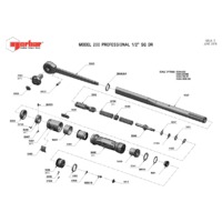 Norbar Pro 200 lbf.ft Scale Industrial 'Mushroom Head' Ratchet Torque Wrench - Exploded Drawing