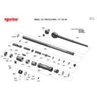 Norbar Pro 300 lbf.ft Scale Industrial 'Mushroom Head' Ratchet Torque Wrench - Exploded Drawing