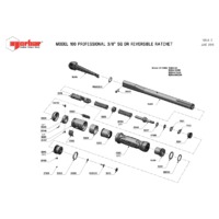 Norbar Pro 100 (NOR-15144) Automotive Reversible Ratchet Torque Wrench - Exploded Drawing