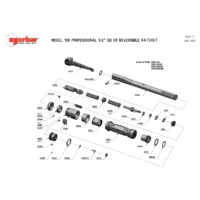 Norbar Pro 100 (NOR-15145) Automotive Reversible Ratchet Torque Wrench - Exploded Drawing
