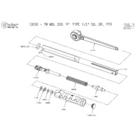 Norbar Pro 200 P-Type Industrial Ratchet Torque Wrench (NOR-13055) - Exploded Drawing