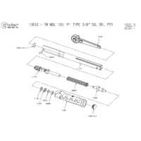 Norbar Pro 100 P-Type Industrial Ratchet Torque Wrench (NOR-13053) - Exploded Drawing