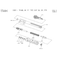 Norbar Pro 60 P-Type Industrial Ratchet Torque Wrench (NOR-13051) - Exploded Drawing