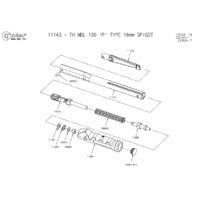 Norbar Pro 100 P-Type 16mm Spigot Torque Wrench - Exploded Drawing