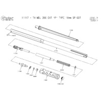 Norbar Pro 300 P-Type 16mm Spigot Torque Wrench - Exploded Drawing