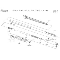Norbar Pro 400 P-Type 14x18mm Female Handle Torque Wrench - Exploded Drawing
