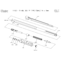 Norbar Pro 300 P-Type 14x18mm Female Handle Torque Wrench - Exploded Drawing