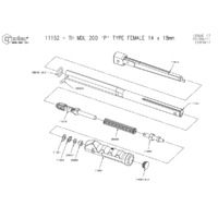 Norbar Pro 200 P-Type 14x18mm Female Handle Torque Wrench - Exploded Drawing