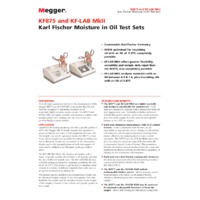 Megger KF875 (6111-636) Portable Karl-Fischer Oil Test Set - Datasheet