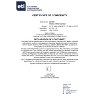 ETI 221-041 Therma1 Thermometer - Certificate of Conformity