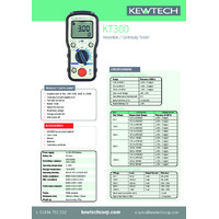 Kewtech KT300 Digital Insulation & Continuity Tester - Datasheet