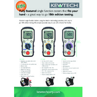 Kewtech KT-Series Single-function 18th Edition Testers - Leaflet