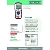 Kewtech KT500 Digital RCD Tester - Datasheet