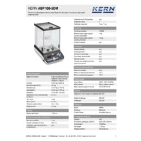 Kern ABP 100-5DM Premium Analytical Dual-Range Balance - Technical Specifications