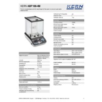 Kern ABP 100-4M Premium Analytical Single-Range Balance - Technical Specifications