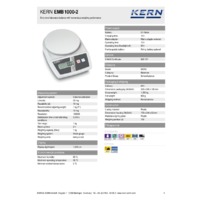 Kern EMB 1000-2 Precision Laboratory Balance - Technical Specifications