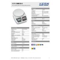 Kern EMB 200-3 Precision Laboratory Balance - Technical Specifications