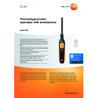 Testo 605i Bluetooth Thermohygrometer Smart Probe & Data Logger - Datasheet