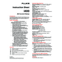 Fluke i400 400A AC Current Clamp - Instruction Sheet