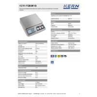 Kern FOB 5K1S Stainless Steel Scale - Technical Specifications