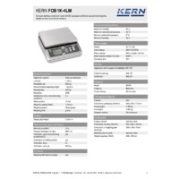 Kern FOB 1K-4LM Stainless Steel Bench Scale - Technical Specifications