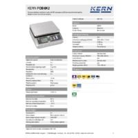 Kern FOB 6K2 Stainless Steel Bench Scale - Technical Specifications