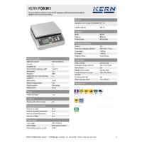 Kern FOB 3K1 Stainless Steel Bench Scale - Technical Specifications