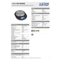 Kern TGC 150-2S05 Pocket Balance - Technical Specifications