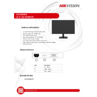 Hikvision DS-D5022FN 21.5” Monitor VGA & HDMI Input - Datasheet