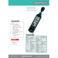 Kewtech KEW320 Sound Level Meter with Bar Graph - Datasheet