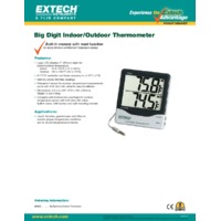 Extech 401014 Big Digit Indoor & Outdoor Thermometer - Datasheet